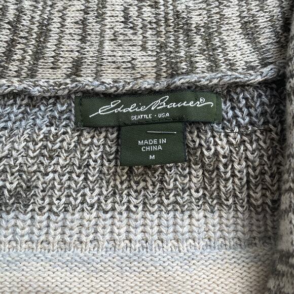 EDDIE BAUER Cozy Brown Knit Open Cardigan Short Sleeves Size Medium - Picture 4 of 6